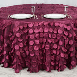 120" Burgundy Round Flamingo Petals Tablecloth