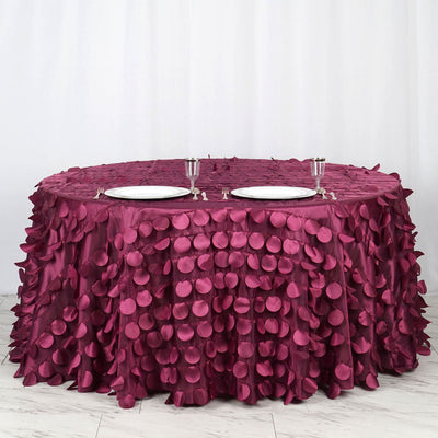 120" Burgundy Round Flamingo Petals Tablecloth