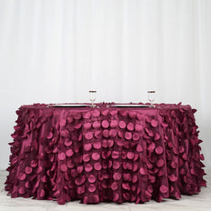 120" Burgundy Round Flamingo Petals Tablecloth