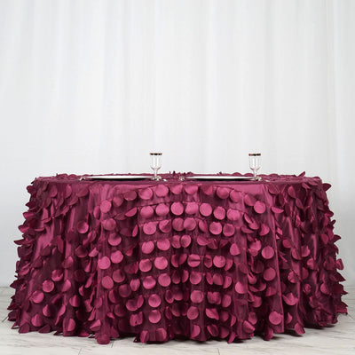 120" Burgundy Round Flamingo Petals Tablecloth