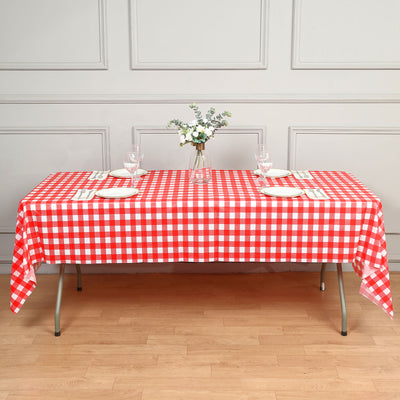 Buffalo Plaid Rectangle Vinyl, PVC Checkered Spill Proof | Disposable Waterproof Tablecloths