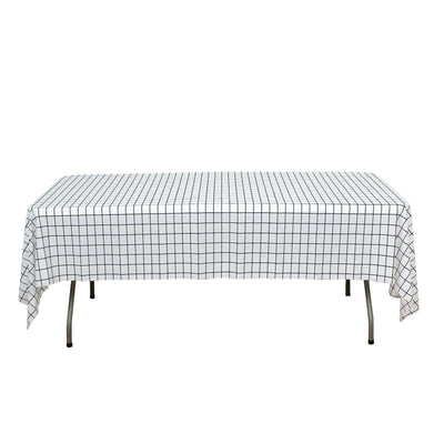 Black/White Plastic Rectangle Tablecloth, Waterproof Disposable PVC Tablecloth - Checkered Design