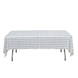 Black/White Plastic Rectangle Tablecloth, Waterproof Disposable PVC Tablecloth - Checkered Design