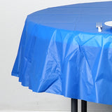 84" Royal Blue 10 Mil Thick Crushed Design Waterproof Tablecloth PVC Round Disposable Tablecloth#whtbkgd