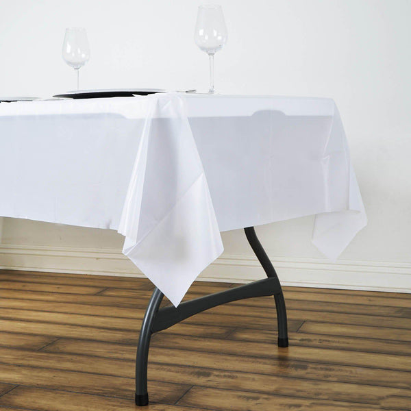 54" x 72" White 10 Mil Thick Waterproof Tablecloth PVC Rectangle Disposable Tablecloth