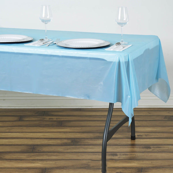 54" x 72" Serenity Blue 10 Mil Thick Waterproof Tablecloth PVC Rectangle Disposable Tablecloth