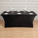 6ft Black Premium Velvet Spandex Rectangular Tablecloth With Foot Pockets