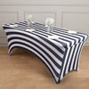 8ft Black/White Striped Spandex Stretch Fitted Rectangular Tablecloth With Foot Pockets - Spandex