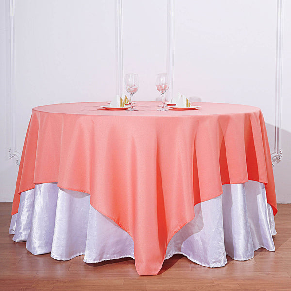 70inch Coral Square Polyester Table Overlay