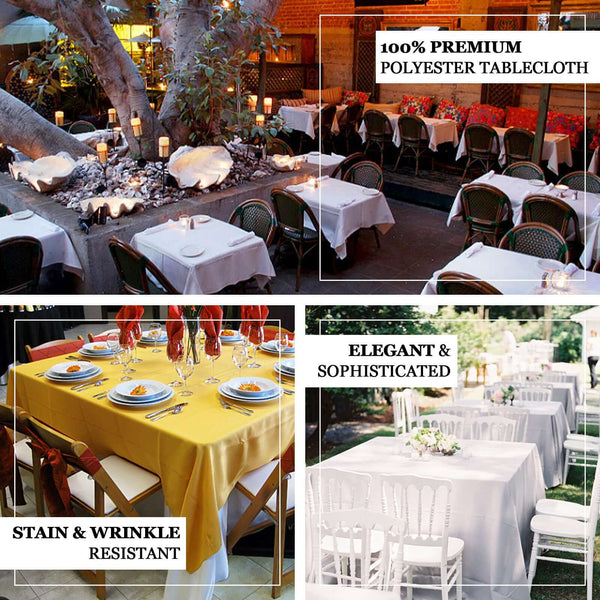 90" Beige Square Polyester Tablecloth