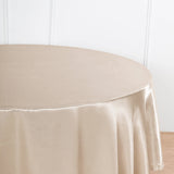 108" Beige Satin Round Tablecloth