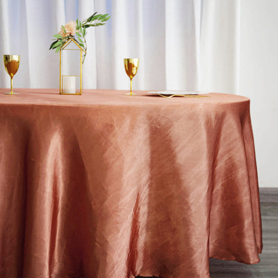 108Inch Terracotta Satin Round Tablecloth