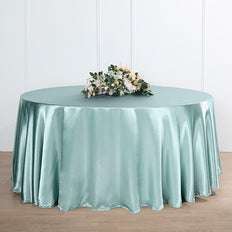 120" Dusty Sage Satin Round Tablecloth