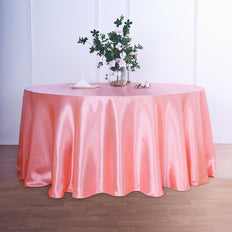 120 Coral Satin Round Tablecloth