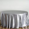 120 inch Silver Satin Round Tablecloth 