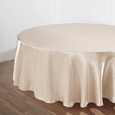 90inch Beige Satin Round Tablecloth