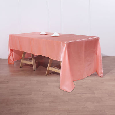 60x126 Coral Satin Rectangular Tablecloth