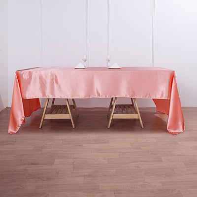 60x126 Coral Satin Rectangular Tablecloth