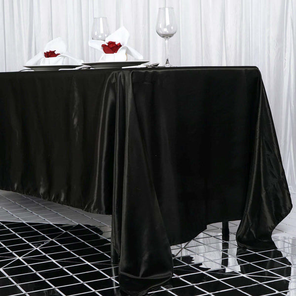 72"x120" Black Satin Rectangular Tablecloth