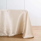 90"x132" Beige Satin Rectangular Tablecloth