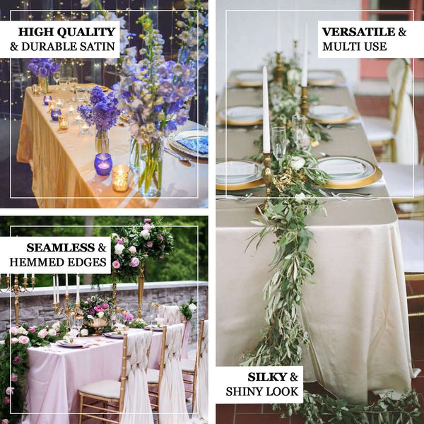 90inch x132inch Terracotta Satin Rectangular Tablecloth | TableclothsFactory