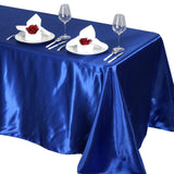 90x132 Royal Blue Satin Rectangular Tablecloth