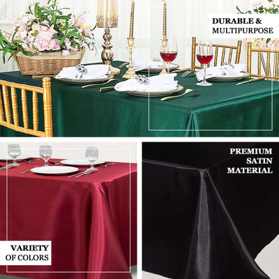 90"x156" Beige Satin Rectangular Tablecloth