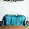 90"x156" Peacock Teal Satin Rectangular Tablecloth