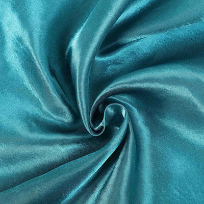 90"x156" Peacock Teal Satin Rectangular Tablecloth#whtbkgd