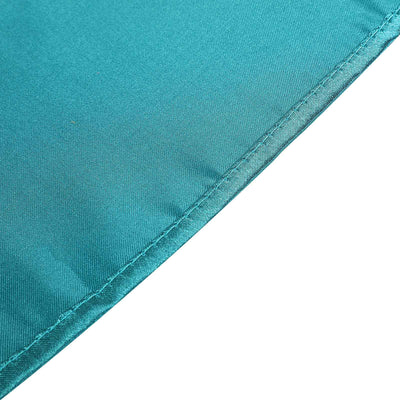 90"x156" Peacock Teal Satin Rectangular Tablecloth