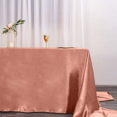 90x156 inches Terracotta Satin Rectangular Tablecloth