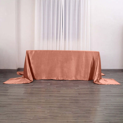 90x156 inches Terracotta Satin Rectangular Tablecloth