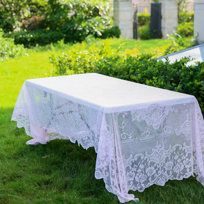 60"X126" Premium Lace Blush | Rose Gold Rectangular Oblong Tablecloth