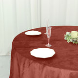 120Inch Terracotta Premium Velvet Round Tablecloth, Reusable Linen