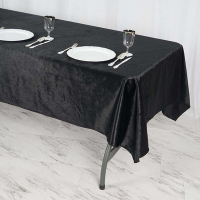 60inch x 102inch Black Premium Velvet Rectangle Tablecloth, Reusable Linen