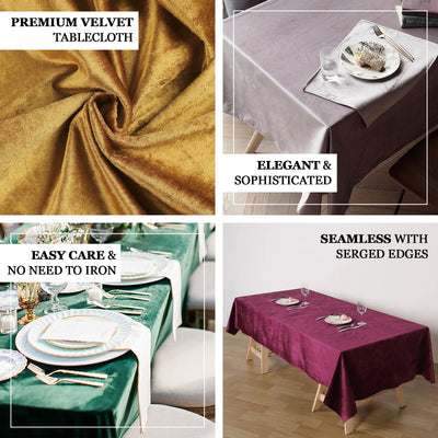 60inch x 102inch Black Premium Velvet Rectangle Tablecloth, Reusable Linen