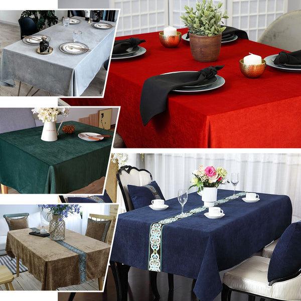 60x102inch Gold Seamless Premium Velvet Rectangle Tablecloth, Reusable Linen