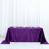 90x132Inch Purple Premium Velvet Rectangle Tablecloth, Reusable Linen