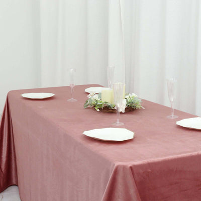 90x132inch Dusty Rose Premium Sheen Velvet Rectangle Tablecloth