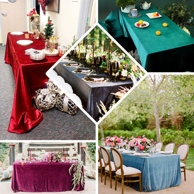 90x132Inch Purple Premium Velvet Rectangle Tablecloth, Reusable Linen