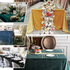90Inchx156Inch Peacock Teal Premium Velvet Rectangle Tablecloth, Reusable Linen