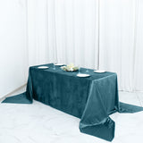 90Inchx156Inch Peacock Teal Premium Velvet Rectangle Tablecloth, Reusable Linen
