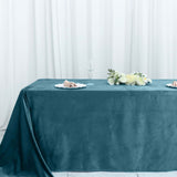 90Inchx156Inch Peacock Teal Premium Velvet Rectangle Tablecloth, Reusable Linen