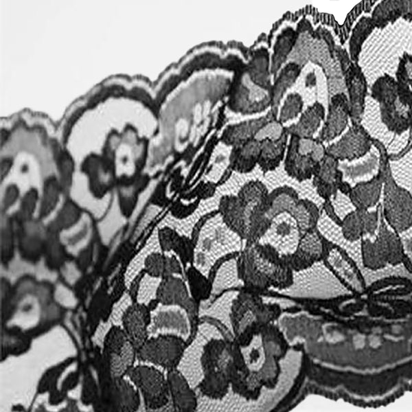 5 Inch x 10 Yards Black Lace Pattern Tulle Fabric Rolls