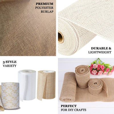 6inch x 10 Yards White Polyester Burlap Fabric, Burlap Rolls Wholesale