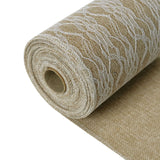 6 inch x 10 Yards | Natural Jute | Burlap Ribbon with Lace Overlay