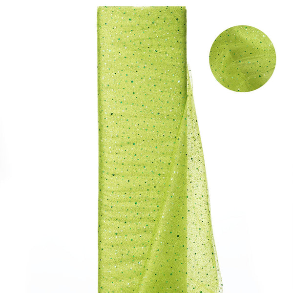 54"x15 Yards Tea Green Sheer Sequin Tulle Fabric Bolt