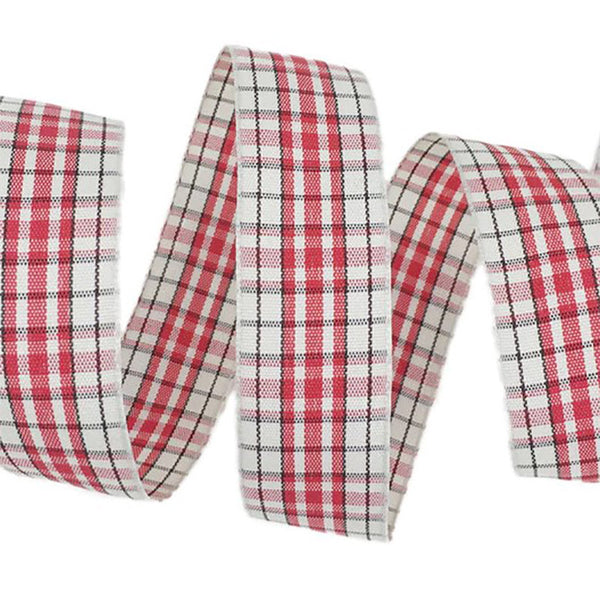 25 Yards 5/8" Light Blue/White Buffalo Plaid Ribbon