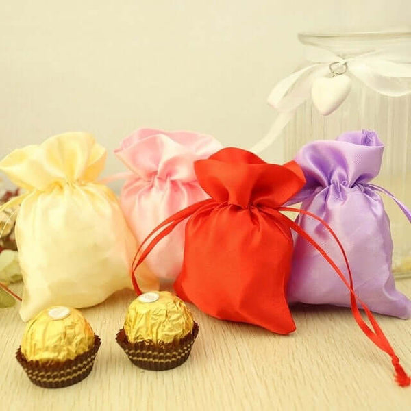 12 Pack | 4inch Blush/Rose Gold Satin Drawstring Wedding Party Favor Bags