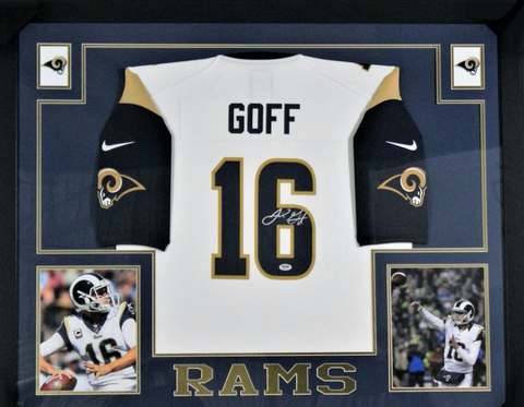 Jared Goff Framed and Autographed Rams Sports Memorabilia